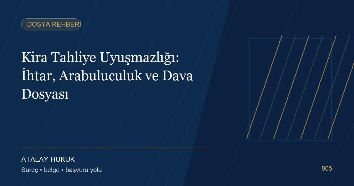 Kira Tahliye Uyuşmazlığı: İhtar, Arabuluculuk ve Dava Dosyası için Atalay Hukuk editoryal kapak görseli