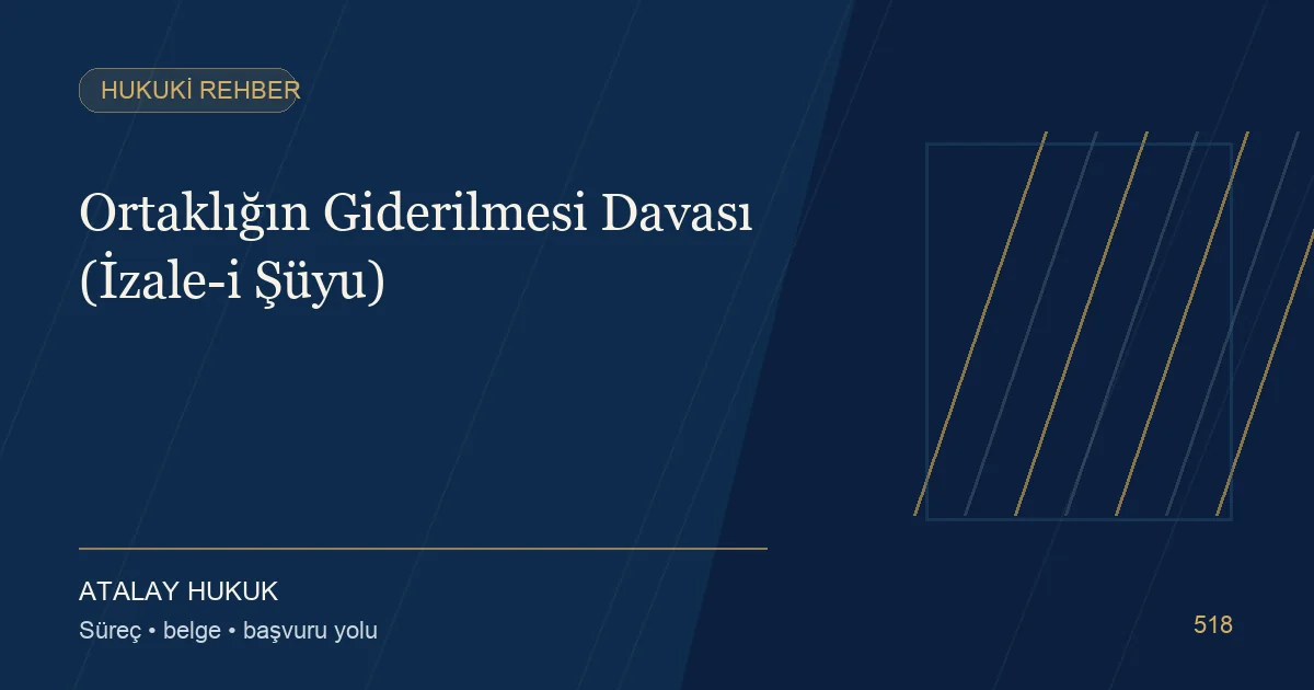 Ortaklığın Giderilmesi Davası (İzale-i Şüyu) için Atalay Hukuk editoryal kapak görseli